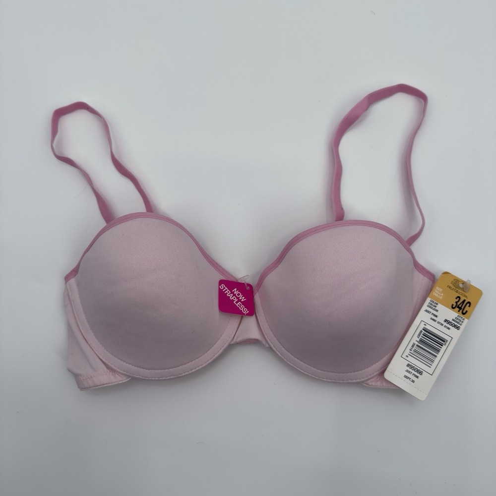 Fruit of The Loom T-Shirt Bra Size 34C Just Pink Removable‎ Straps Wired Padded